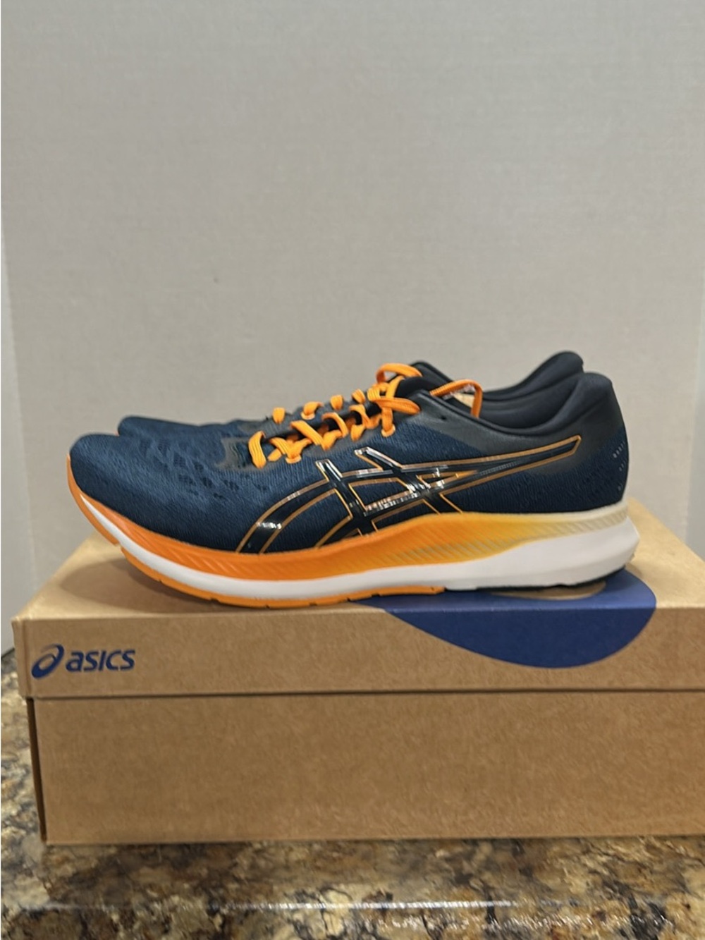 Asics Navy and Orange Men's Athletic Running Shoes